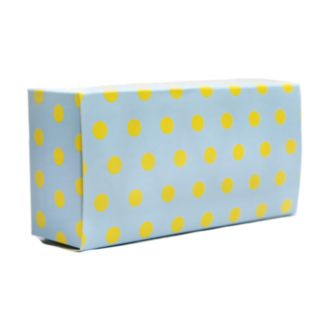 Gift Box: Sky blue with yellow polka dots