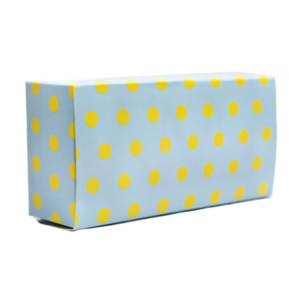 Gift Box: Sky blue with yellow polka dots