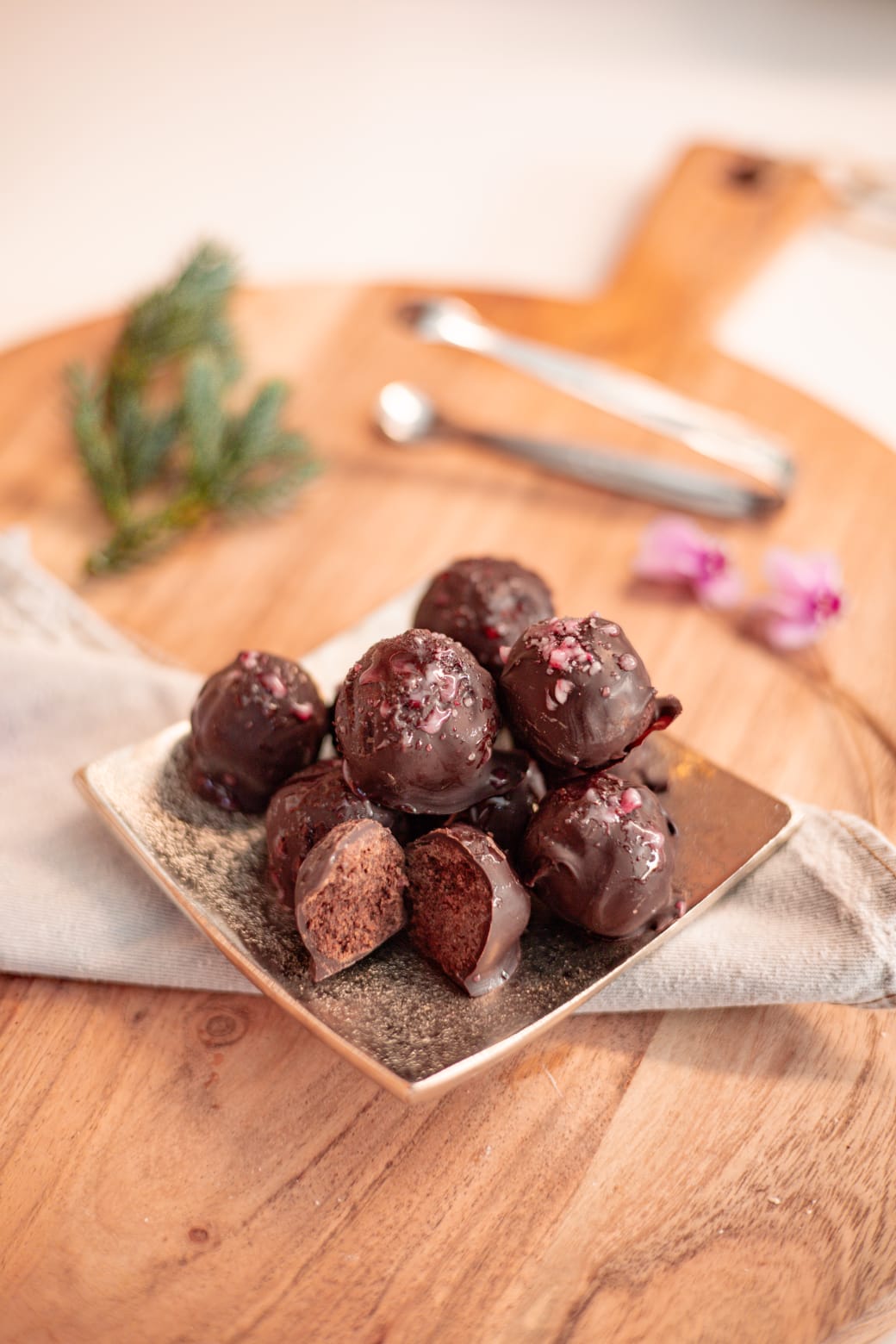 Mint Candy Cane Fudge Truffles