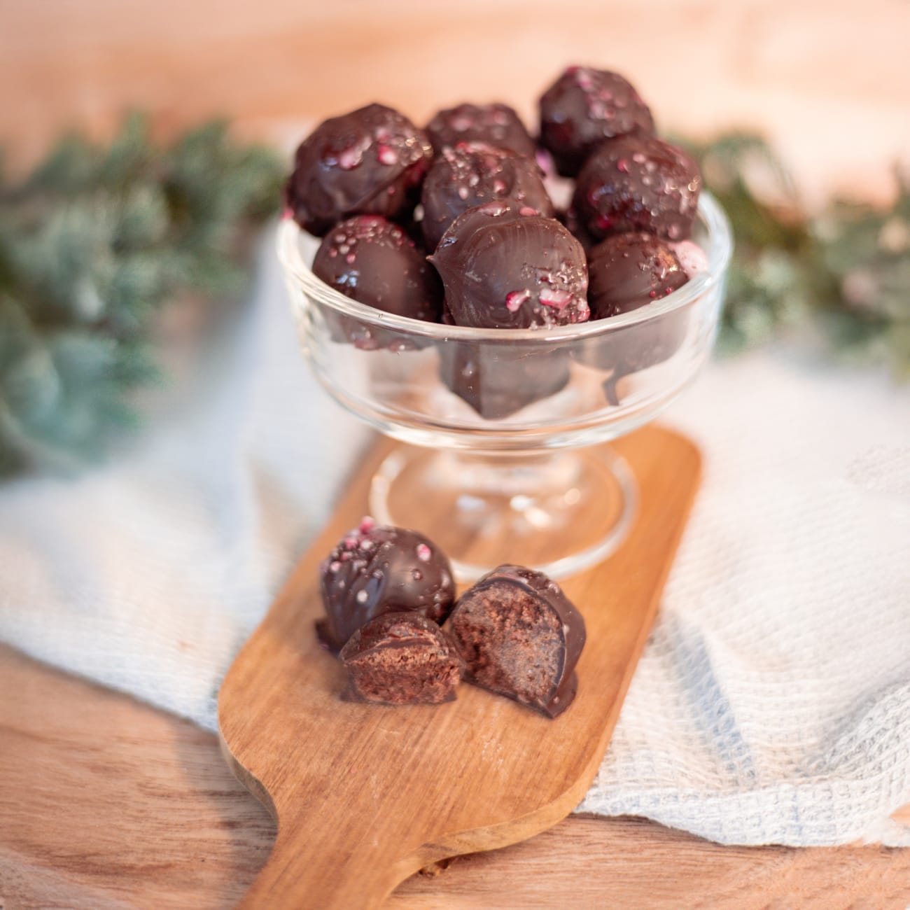 Mint Candy Cane Fudge Truffles